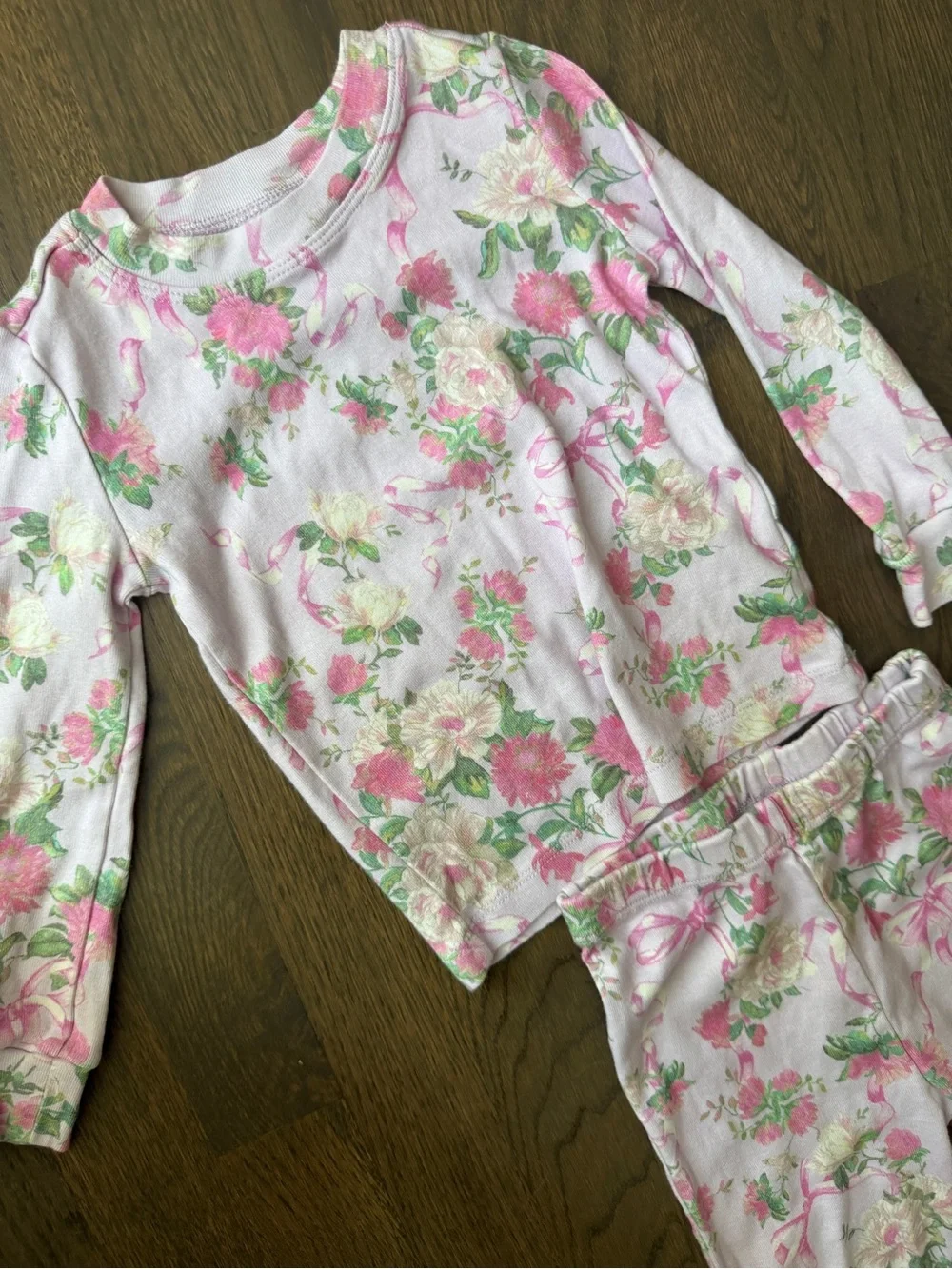 Love Shack Fancy Girls Pink Floral Long-Sleeve Pajama Set